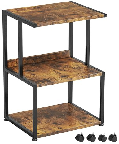 CAIYUN 3 Tier Printer Stand, Heavy Duty Printer Table with Wheels, Rolling Printer Cart with Storage Shelf, 3D Printer for Home Office, Heat Press, Scanner, Fax, Rustic Brown