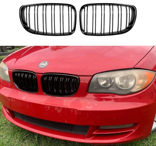 Calandre noire brillante pour E81 E82 E87 E88 Série 1 2008-2013 Double barre avant