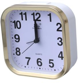 Ciieeo Despertador Radio Analógico Cuadrado Silencioso con Alarma para Dormitorios Infantiles