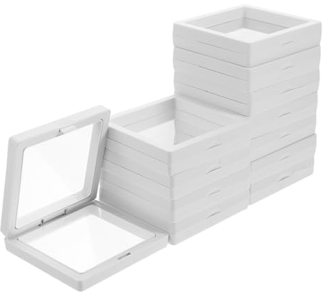 SAFIGLE Transparente Schwebende Displayrahmen für Schmuck, 12 Satz Weiß