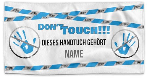 Print Royal PR Personalisiertes Handtuch - Dont' Touch, Dieses Handtuch gehört - mit Name Bedrucken | Badetuch selbst gestalten, Persönliches Fotogeschenk mit Spruch für Männer, 140 x 70 cm