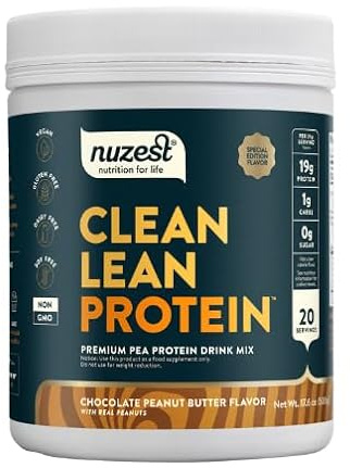 Vegan Protein Powders by Nuzest - Clean Lean Protein - Chocolate Peanut Butter - Plant Based Pea Protein Shake - Low Carb - Gluten Free - Dairy Free - 500g (20 Servings)