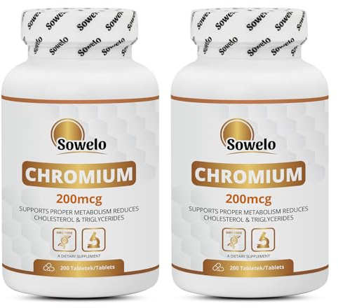 Chrom 200 mcg – Hochdosiert – 200 Tabletten, Reine Formel, Kleine Tabletten