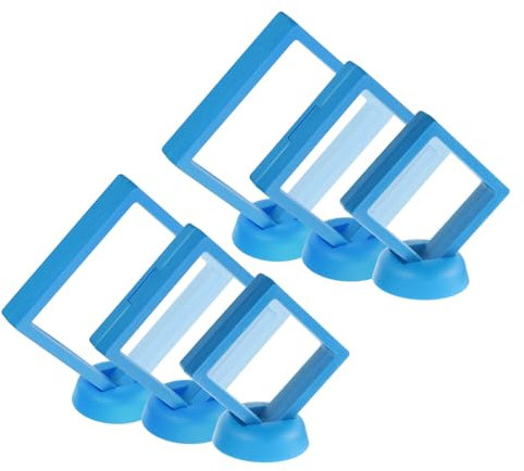 QUARKZMAN 6Stk Schwebende Rahmen Vitrine 3 Größen Viereckig 3D Schwebende Rahmen Display mit Basis für Schmuck Schalen Medaillen Briefmarken Gemmen Sapphire Blau