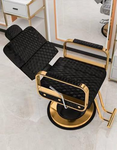 Llchaensc Friseurstuhl Mit Kopfstütze, Friseursessel Höhenverstellbar Kippbar Für Herren Damen, Friseureinrichtung Bedienungsstuhl Vintage Retro, Kunstleder,K