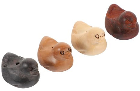 CIYODO 4stücke Mini Holz Enten Anhänger Aus Verschiedenen Hölzern Kleine Tierfiguren Für DIY Schmuck Schlüsselanhänger Und Basteldeko Langlebige Holzornamente Für Handarbeit