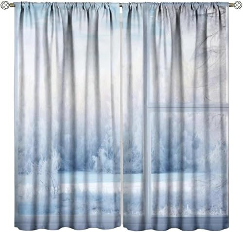 Vorhang Blickdicht Gardinen Mit Ösen - 2 Stücke 300 (B) X 280 (H) cm Verdunklungsvorhänge 3D Weihnachten Muster Thermovorhang Für Kinderzimmer Schlafzimmer Weihnachtsgardinen 9426352249002