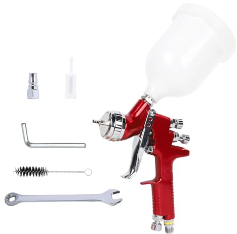 HVLP Air Spray Gun with 1.3mm Nozzle 600 ml Capacity Cup Automotive Paint Gun Sprayer for Cars & House DIY Painting Furniture Painting Refinishing Paint (Wate-Red)
