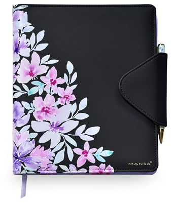 MANOA® Planner LUZ de 6 anillas - archivador con hojas de Agenda 2025 Semana Vista - Medidas (A5+) 19 x 22 cm - 200 Páginas - Incluye separadores mensuales y bolígrafo (Diseño Luz)