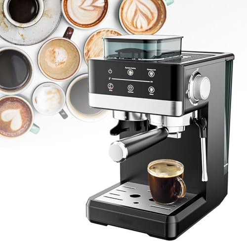ZyKnaurral 20 Bar Espresso Machine, 1.8l Removable Water Tank, Stainless Steel Espresso Machine, Suitable for Cappuccino, Freshly Ground Coffee, Light Touch Control Panel