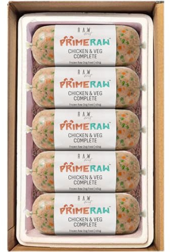 RAW DIRECT Prime Raw Frozen BARF Dog Food – 454g Rolls | 20 or 30 Rolls Pack | Premium Natural Barf Diet | High-Protein, Grain-Free & Nutrient-Rich (10, Chicken & Veg)