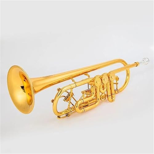 Standard Trompeten Set B-Trompeten-Drehventil B-Typ Flachmessing Gold Flachschlüssel Professionelles Trompeteninstrument