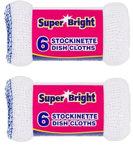 Sterling Sports Super Bright Stockinette Dish Cloths - Quick Drying Ultra Absorbent Reusable Kitchen Cleaning Cloths, Soft Cotton Dish Rags For Washing Dishes Multi Purpose Cleaning (12)