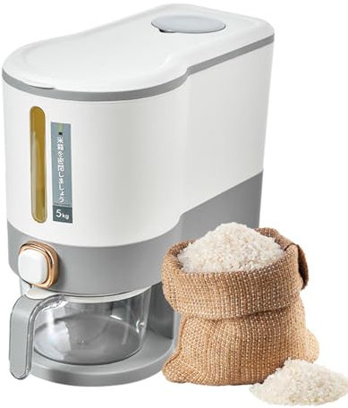 Rice Dispenser With Measuring Cup - Automatic With Sinks Cups | Kitchen Storage Dispenser For Muesli, 5kg/10kg, Rice Box, Donor, Bucket, Rice Cans Co