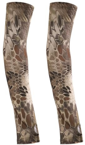Arm Sleeve for Men Women Camouflage Pattern Stretchy Long Cooling Sleeves Cycling Arm Sleeve Sun UV Protection Summer Arm Sleeves Anti-Slip Thin Breathable Warmer for Hiking Biking (Yellow)