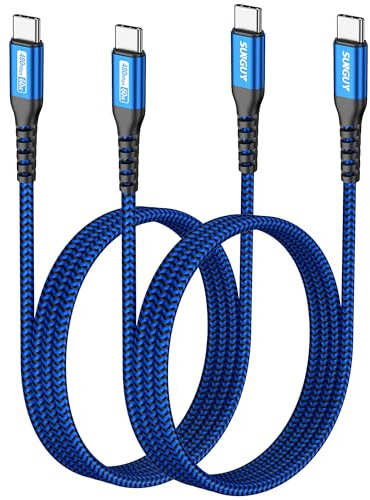 SUNGUY Cable USB C vers USB C, 2 pièces 1m PD 60W Cable USB Type C charge rapide pour iPhone 16/15 Pro Max, MacBook Pro, iPad Pro 2020, MacBook Air, Galaxy S24 S23, Huawei P30, Xiaomi-Bleu