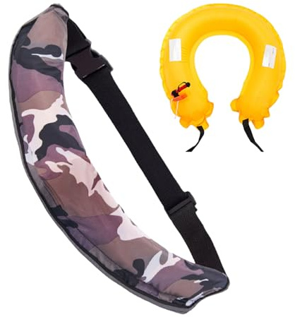 Sghtil Aufblasbarer Rettungsgürtel, Rettungsring-Set, kompakte Überlebenshilfe mit Pfeife, reflektierendes Werkzeug für Sport, Angeln, Männer, Paddelboarden, Outdoor, Kajakfahren