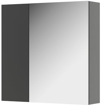 Vicco Badspiegelschrank Leopold, Anthrazit, 60 x 59.2 cm | Mit Regalböden und 1 Spiegeltür, zur Wandmontage mit integrierter Spiegelfläche
