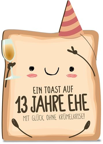 Veilchenhochzeit Geschenk Karte Toast Hochzeitstag - 13 Jahre Holzkarte - Hochzeitstagkarte mit Umschlag hochwertige Toast-Geburtstagskarte für Jugendliche, schön gestalteter Gruß zum Ehrentag