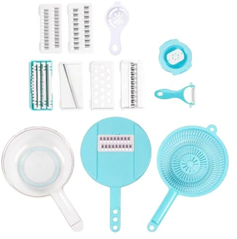 Hemobllo Cortadora Manual Multiusos con Rallador y Cesta Drenante para Verduras Rebanador Zanahorias sin Ásperos Diseño Antideslizante para Cocina y Práctica