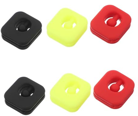 TOYANDONA 6 Smorzatori Racket Tennis e Squash in Silicone Quadrati Assorbimento Urti per Maggiore Controllo e Stabilità Colori Rosso Giallo Fluorescente