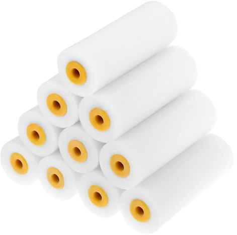 QWORK® 10x Lackierwalzen 10,5 cm - Schaumstoff Farbroller, lösemittelbeständig und vielseitig, für präzise Lackierungen