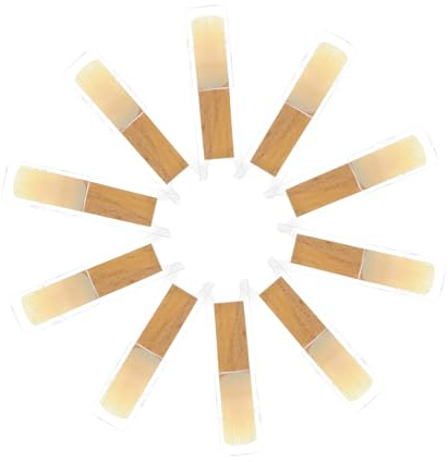ULTECHNOVO 10 Stück 10 teiliges Sopran Saxophon Blättchen Moderate Härte Holzreeds Ersatz für Althorn Saxophon Präzise Gefertigt für Stabilen Klaren Klang für Anfänger und Schüler