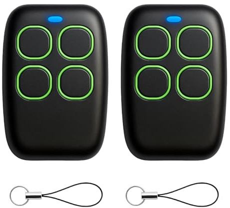 2PCS Télécommande universelle 4 en 1 pour portails, portes de garage et portes roulantes - Duplicateur programmable, fréquence de bip de 250 à 913 MHz, codes fixes et roulants - Vert