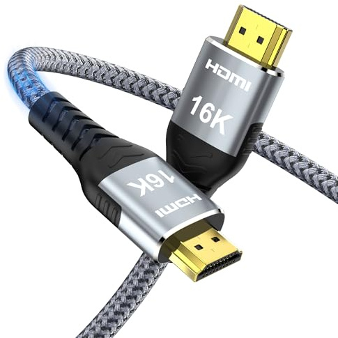 Anehmeta 16K 10K 8K HDMI 2.2 Kabel 2M, 96Gbps Ultra High Speed 16@60Hz 8K@120Hz 4K@480Hz Geflochtenes HDMI Kabel, HDCP 2.2 & 2.3, Dynamic HDR, eARC, kompatibel mit P5S HDTV PC Monitor Xbox Series