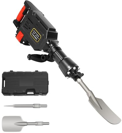 Demolition Hammer, 1700W 60J Electric Jack Hammer with Two Drill Bits, 1900BPM Concrete Floor Breaker Point Bull Chisel & Shovel Bits Jackhammer Cement Breaker Drill, 360°Anti-Vibration Rotary Handle
