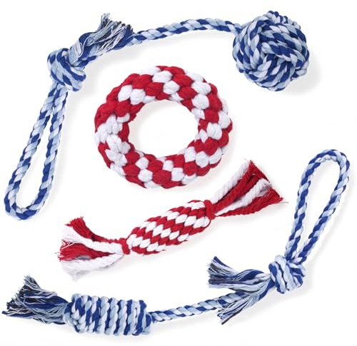 Depets Dog Rope Toys for Small Dogs, 4-Pack Puppy Chew Toys for Teething