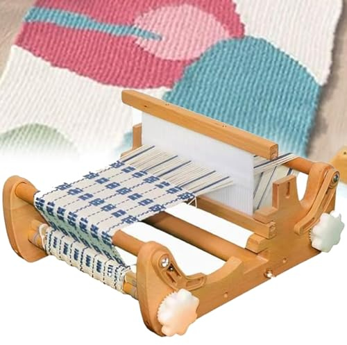 KLYDBMYT DIY-Webset aus Holz – Verstellbarer Strickrahmen für Untersetzer, Tischsets und Taschen – 20 cm Webrahmen für einfache Handwebarbeiten