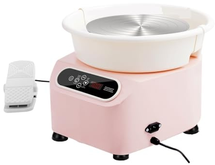 Torno De Cerámica 11 Pulgadas, 450 W, Eléctrico, Accionamiento Directo, For Manualidades Y Bricolaje Control Preciso(11in Pink 350W)