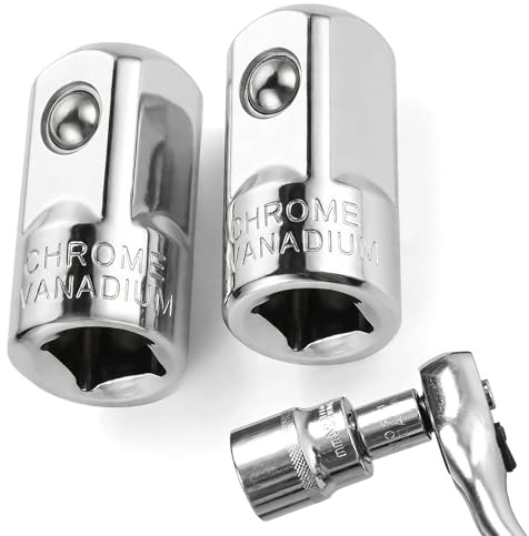 hankousi Adaptateur de douille, douille sur embout, convertisseur de tailles de 1/4 pouce vers 1/2 pouce pour cliquets et outils manuels, lot de 2 pièces