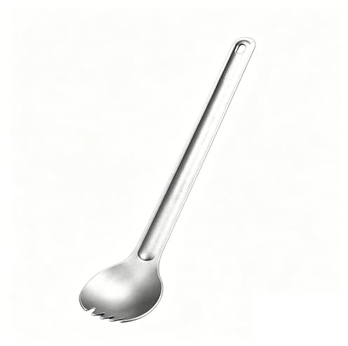 Long Handle Spork and Spoon Eco-Friendly Ultralight Portabale Flatware for Outdoor Camping Backpacking Hiking Travel Picnic Tableware with Bag(Sandblasting Spork)