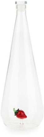 Balvi Bottiglia Botanical Strawberry Colore rosso Fatto a mano in borosilicato Vetro 1 L