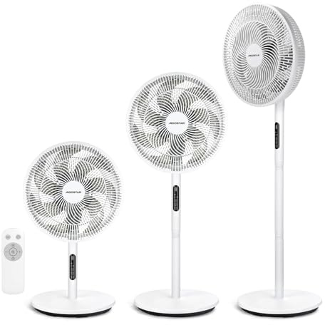 Aigostar Ventilatore a Piantana Silenzioso 3-in 1 con Telecomando, Motore DC, 30dB, 9 Velocità e 3 Altezze Regolabili, Timer 9H, 7 Pale Aerodinamiche, Ideale per Camera da Letto e Ufficio, 30W, Bianco