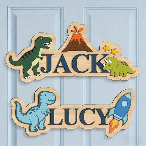 Personalisiertes Türschild mit Namen - Dinosaurier Buchstaben für Kinderzimmer-Dinosaurier-Dekoration als Wandschild für Kinderzimmer, Geschenke für Geburtstag Kleinen
