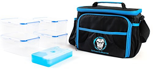 Urban Lifters,Tasche zur Vorbereitung von Mahlzeiten,leichte Tasche aus hoher Qualität mit 4 Behältern und einem Kühlakku,ideal für das Management von Mahlzeiten