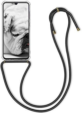 kwmobile Necklace Case kompatibel mit Samsung Galaxy A70 Hülle - Silikon Cover mit Handykette - Band Handyhülle Transparent Schwarz
