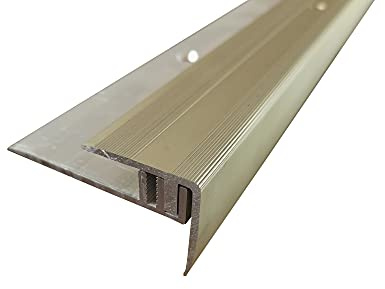 ufitec® Profi smart profilsystem för vinylgolv, Golvlist – lämplig för belägghöjder på 5–9 mm – anodiserad aluminium (trappkantprofil | längd: 190 cm, guldljus)