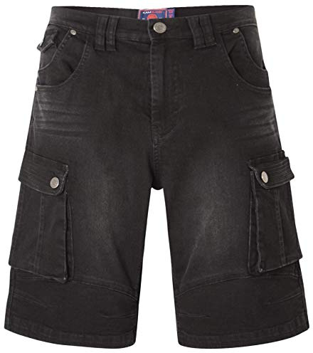 KAM Big & Tall Cargo Denim Shorts - Men's Black