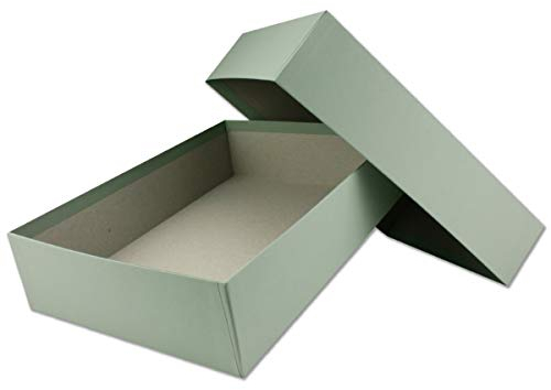 NEUSER PAPIER Hochwertige Aufbewahrungs- und Geschenkboxen - 1 Stück - DIN A4 - Eukalyptus (Grün) bezogen - 302 x 213 x 70 mm, Schul-/Studienabschluss