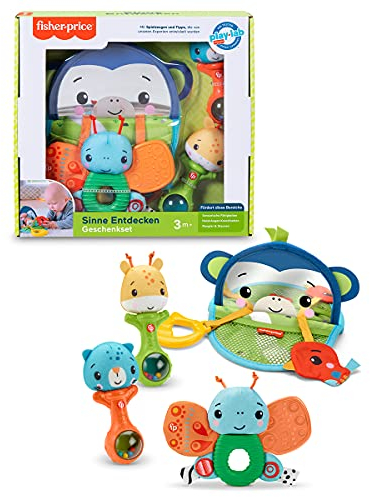 Fisher-Price HFJ92 - Geschenkset Sinne Entdecken, Spielset mit Aktivitätsspielzeugen Babyspielzeug, ab 3 Monaten