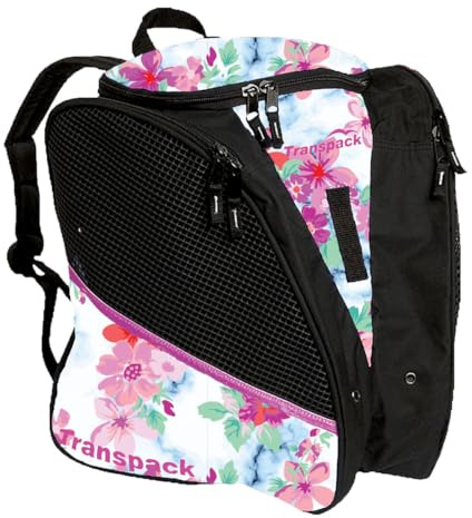 Transpack Ice Skridsko-ryggsäck, rosa, turkos, blommig hibiskus