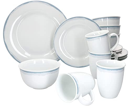 Ritzenhoff & Breker Nordic Maren Kombi-Service 16-tlg Weiß I Geschirr-Set für 4 Personen I Speise-Teller - Frühstücks-Teller - Müsli-Schalen - Kaffee-Becher I Porzellan-Set spülmaschinengeeignet