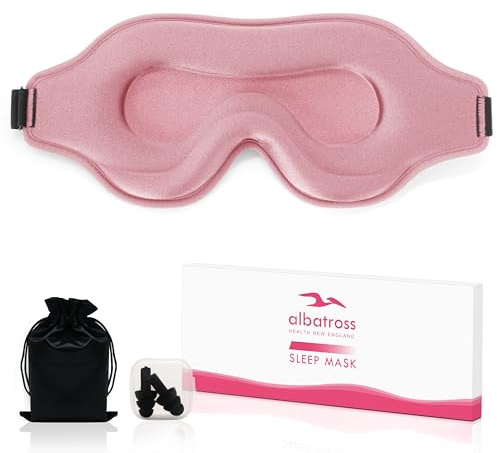 Schlafmaske für Männer und Frauen, verbesserte 3D konturierte Cup Augenmaske Augenbinde, blockieren Licht, Augenmaske mit verstellbarem Riemen, atmungsaktiv & weich für Schlafen, Yoga, Reisen (Rosa)