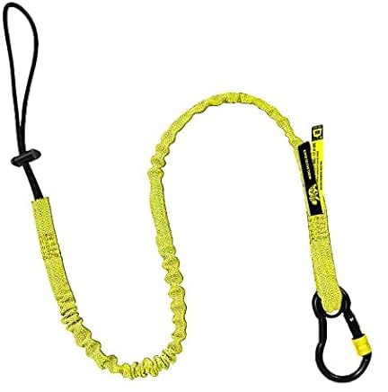 BearTOOLS Cordón de seguridad amarillo con mosquetón de bloqueo de tornillo de ojo cautivo de aluminio, extremo de bucle ajustable universal, límite de peso de 8 kg (1)