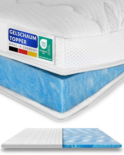 AM Qualitätsmatratzen Topper viscoelástico 150x190 de Gel Suave - Made in Germany - Sobrecolchon de Espuma Premium de Gel con Funda de Lyocell Antideslizante - Memory Foam Topper 150x190 Extra Alto