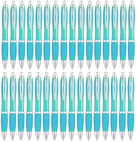 Libetui 50 Kugelschreiber Türkis – blauschreibende Kulis | Set Druckkugelschreiber mit blauer Mine, Großraummine, rutschfester Griffzone & Clip, für Büro, Schule, Uni & Praxis
